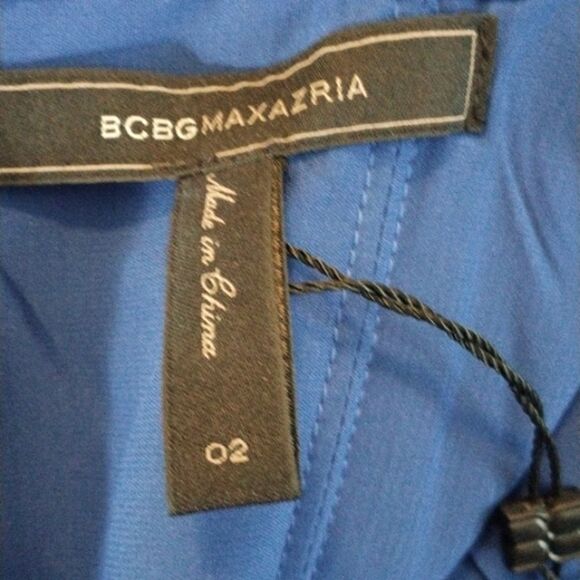 BCBG Maxazria Blue Tucked Strapless Dress - Picture 10 of 14